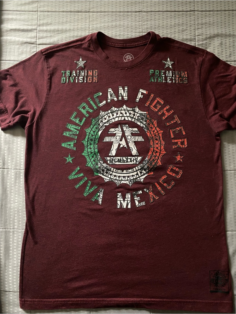 American Fighter Men's Burgundy Graphic Tee - Viva Mexico
